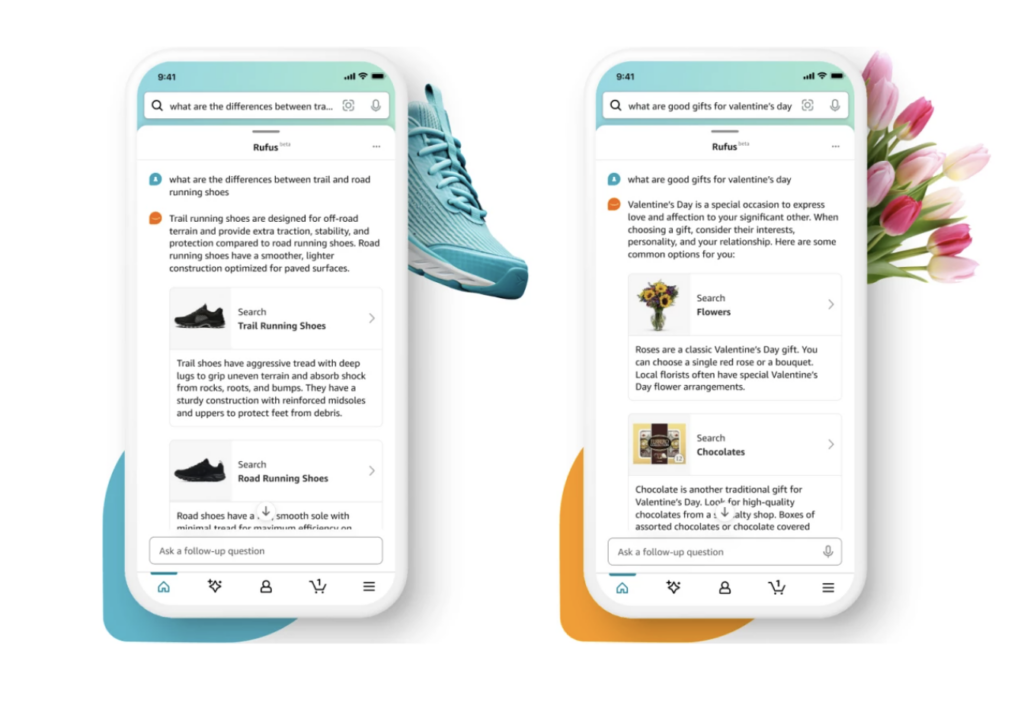 a screenshot of amazon's new Rufus ai assistant on mobile phones 